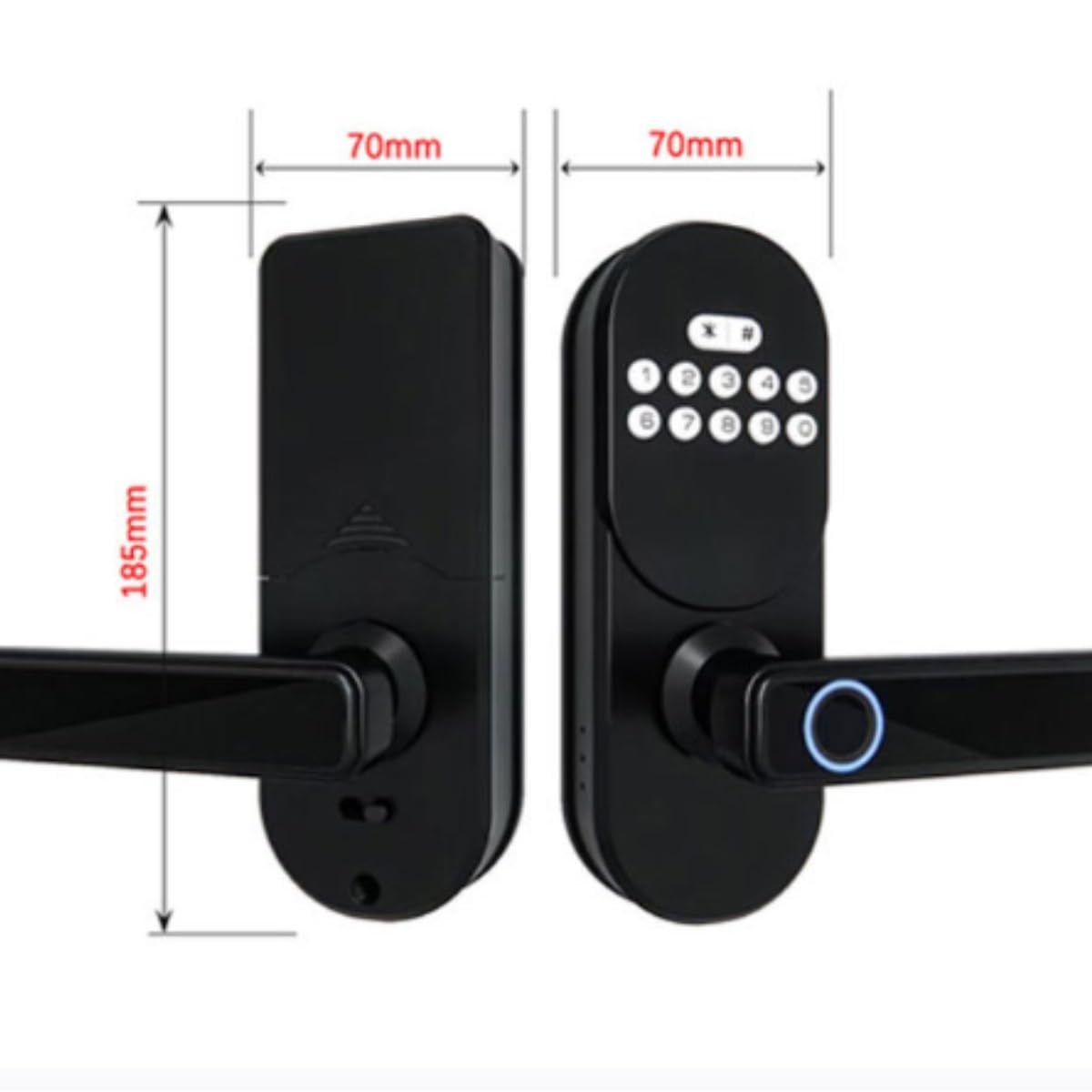 cerradura inteligente Cerradura de puerta de entrada sin llave con manija, cerrojo de huella digital inteligente, control de aplicación y desbloqueo de contraseña del teclado(Bluetooth version)