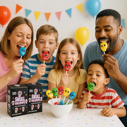 Fusion Select 24 Pcs Sugar Skull Lollipops - Colorful Halloween & Day of the Dead Candy - Individually Wrapped Novelty Treats for Kids - For Trick or Treat, Themed Party Favors & Celebrations - image 2