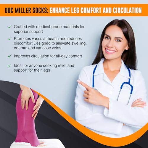 Image of Doc Miller Open Toe Compression Socks 1 Pair 20-30mmHg Support Circulation Recovery Shin Splints Varicose Veins