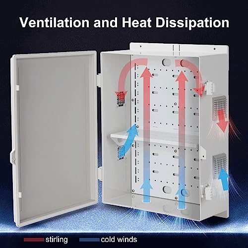 Image of Namunanee Outdoor Electrical Junction Box, ABS Water Resistant Enclosure with Internal Mounting Panel & Hinged Cover, 16.1 inch H* 12.2 inch L* 5.9 inch W