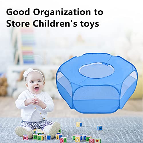 Kleintier-Laufstall Kleines Haustier-Käfig-Zelt mit Reißverschluss-Abdeckung Faltbarer Indoor-Outdoor-Übungs-tragbarer Hofzaun für Hamster, Kaninchen, Häschen, Eichhörnchen, Welpen Blue