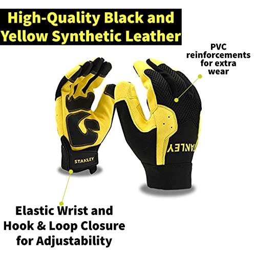 Stanley Synthetic Leather Work Safety Gloves With Comfort Grip And Pvc Reinforcements- Machine Washable - Extra Large #TOP6