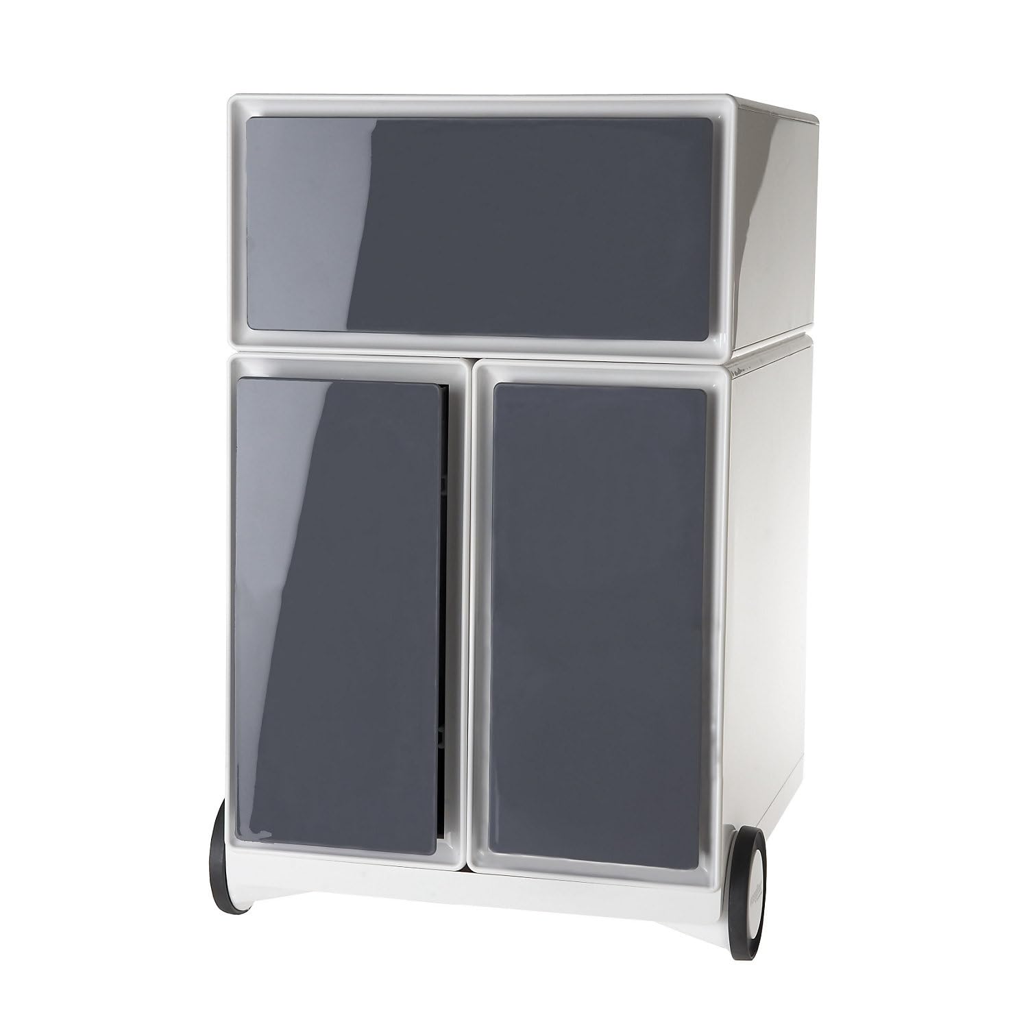 Caisson roulant en plastique - 1 tiroir, 2 tiroirs pour dossiers suspendus - blanc/blanc - caisson de bureau caisson hauteur bureau caisson pour bureau caisson roulant mobilier de bureau