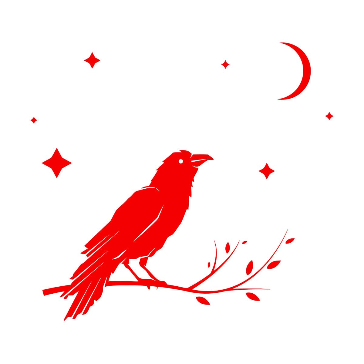 Wall Stickers Bird Raven Moon Night Stars Bedroom 81x90.8cm Art Mural Painting Extra Large red — image 1