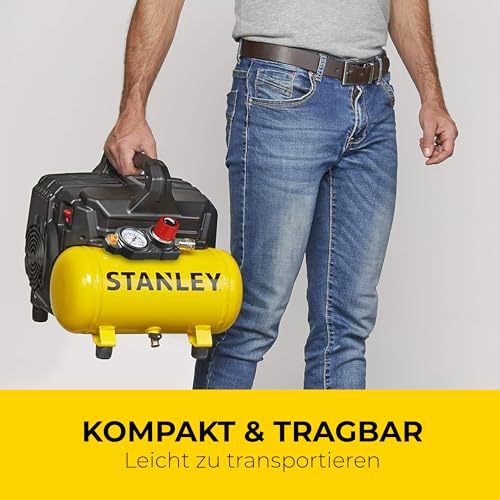 STANLEY, Kompressor Silent Air DST 100/8/6SI, 8Bar, Ansaugleistung 105 l/min, 59db, 750W, 230V, Gelb