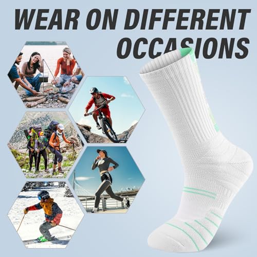 FGZ Mens Hiking Socks Moisture Wicking Cushion Crew Socks for Outdoor Sports 3 Pairs,9-12 6