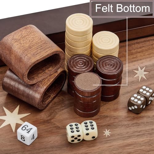 Ensemble de backgammon en bois plateau pliable 40 cm avec gobelets inclus