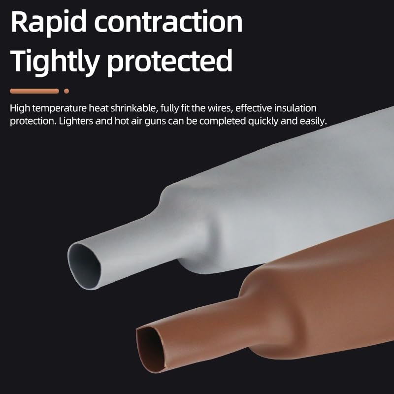 flexiable rubber Grey and brown Heat Shrink Heat shrink Tubing Tube Sleeving Wrap Wire DIY Connector Repair 5 meter drain elastic (Color : Grey, Size : Diameter 11mm)