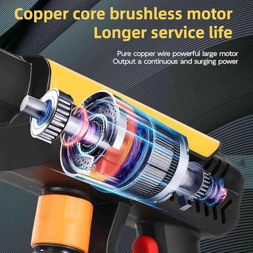 Image of (Double Battery) Cordless Portable Wireless Pressure Washer Gun 48V 12000mAh High Pressure Water Gun for Car Wash & Bikes Cleaning with Adjustable Nozzles & Charger and 5M Hose Pipe