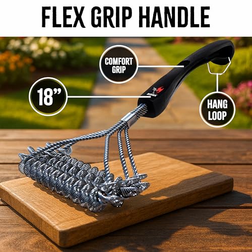 Kona Safe/Clean Grill Brush - Bristle Free BBQ Grill Brush for Outdoor Grill- 100% Rust Resistant Stainless Steel Barbecue Grill Cleaner - Safe for Porcelain, Ceramic, Steel, Cast Iron, Grilling Gift