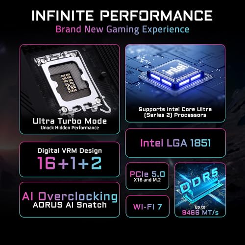 Image of GIGABYTE Z890 Eagle WIFI7 Plus Intel LGA 1851 ATX Motherboard, Support Core Ultra (Series 2), DDR5, 14+1+2 Power Phase, 4X M.2, PCIe 5.0, USB4, WiFi 7, 2.5GbE, EZ-Latch, D5 Bionic Corsa