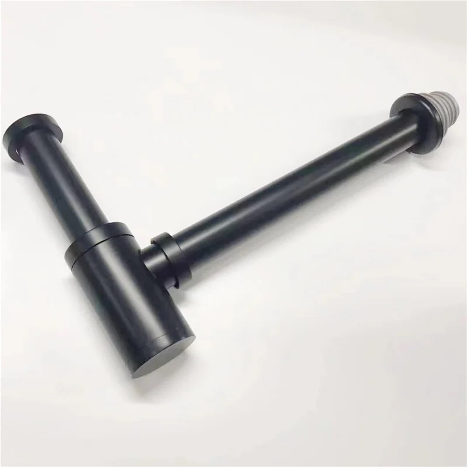Sifón Lavabo Tubo de desagüe pared acero inoxidable for lavabo, instalación empotrada en la, dispositivo antiobstrucción for encimeras fregadero(Black)