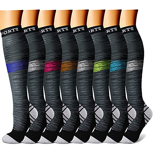 Image of Compression Socks (7 Pairs), 15-20 mmhg is BEST Graduated Athletic & Medical for Men & Women, Running, Flight, Travel, Nurses, Pregnant - Boost Performance, Blood Circulation