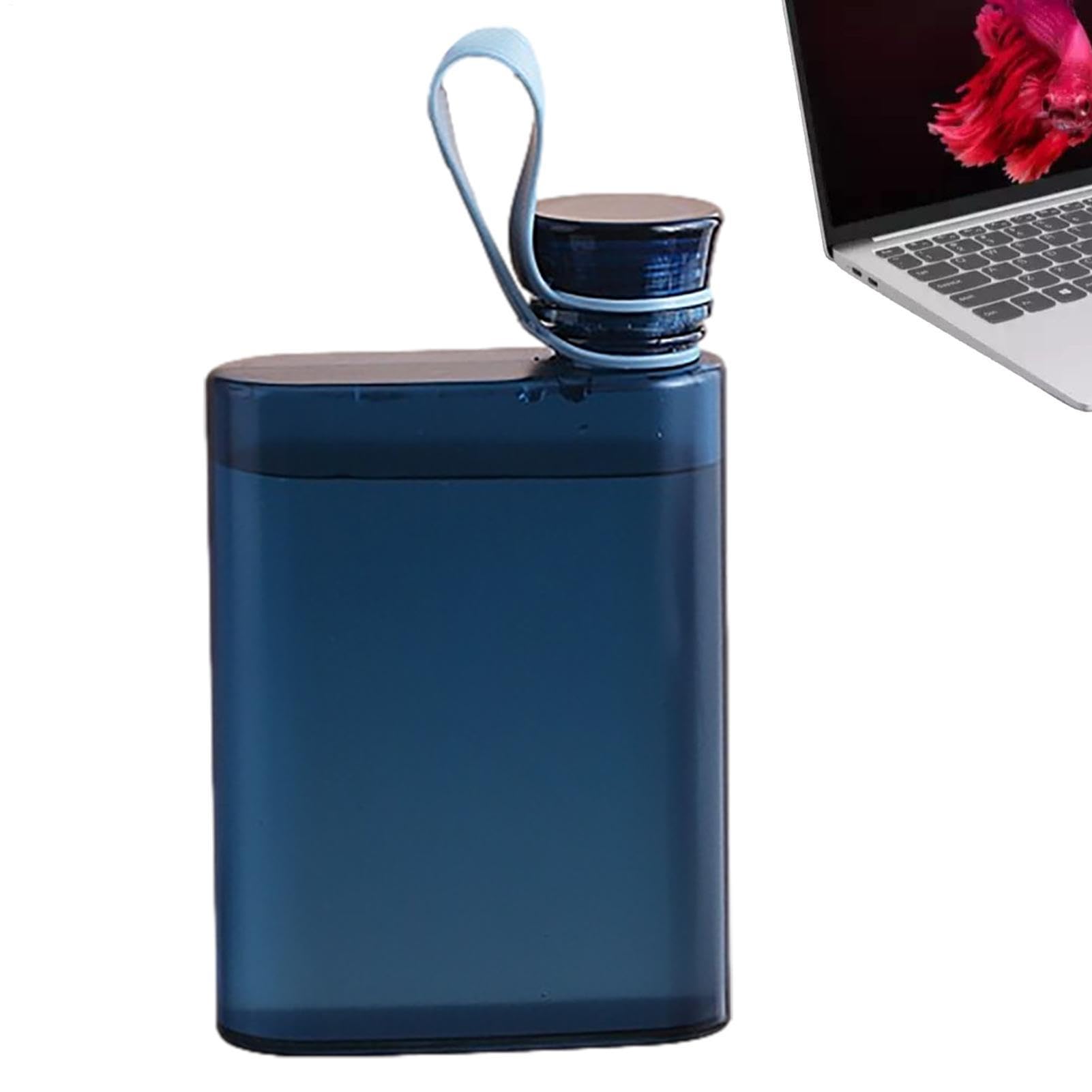 Flat Water Bottle - Leak Proof Slim Water Bottle | Convenient Lightweight Transparent Square Sports Waterr Bottlee | Portable Travel Mug for Sport, Camping, Fitness, Outdoor