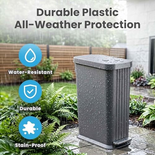 Image of iTouchless 13.2 Gallon / 50 Liter Dog Poop Trash Can with Lid & AbsorbX Odor Filter, Indoor & Outdoor Rust-Proof Pet Waste Bin, Soft-Close Step Pedal, Large Capacity Recycle Bin, Matte Gray