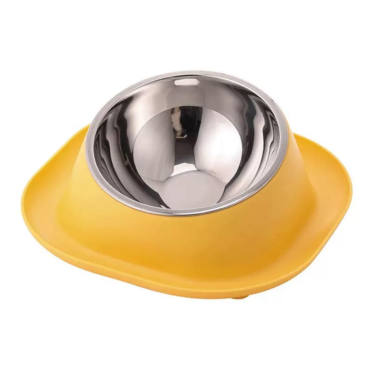 GRPET Raised Bowl Stainless Steel Tilted Feeder Bowl and Feeder Bowls Non Slip No Spill for Cats Small Dogs Orange