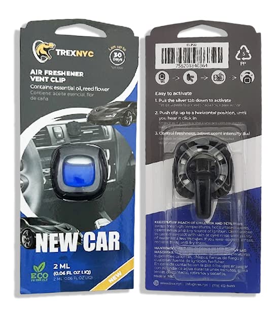 Car Air Fresheners Vent Clips, Essential Odor Eliminator, Perfect Scented Accessories, Long Lasting Fragrance Up to 30 Days, 0.07 FL.OZ (New Car, 1 Pack)