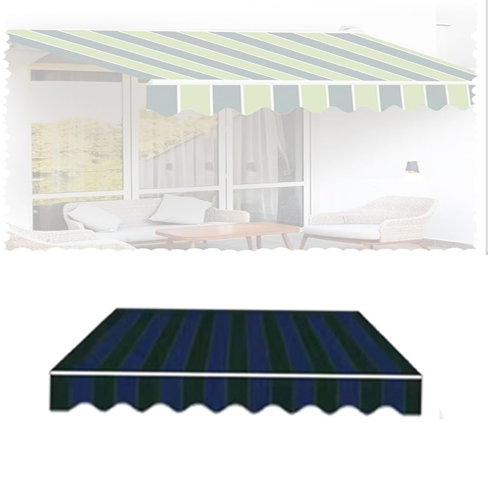 Toldo retráctil de 13 x 10 pies para patio, funda de repuesto azul para el hogar y la empresa, protección solar, tela resistente a la intemperie con cenefa, ideal para terrazas y patios