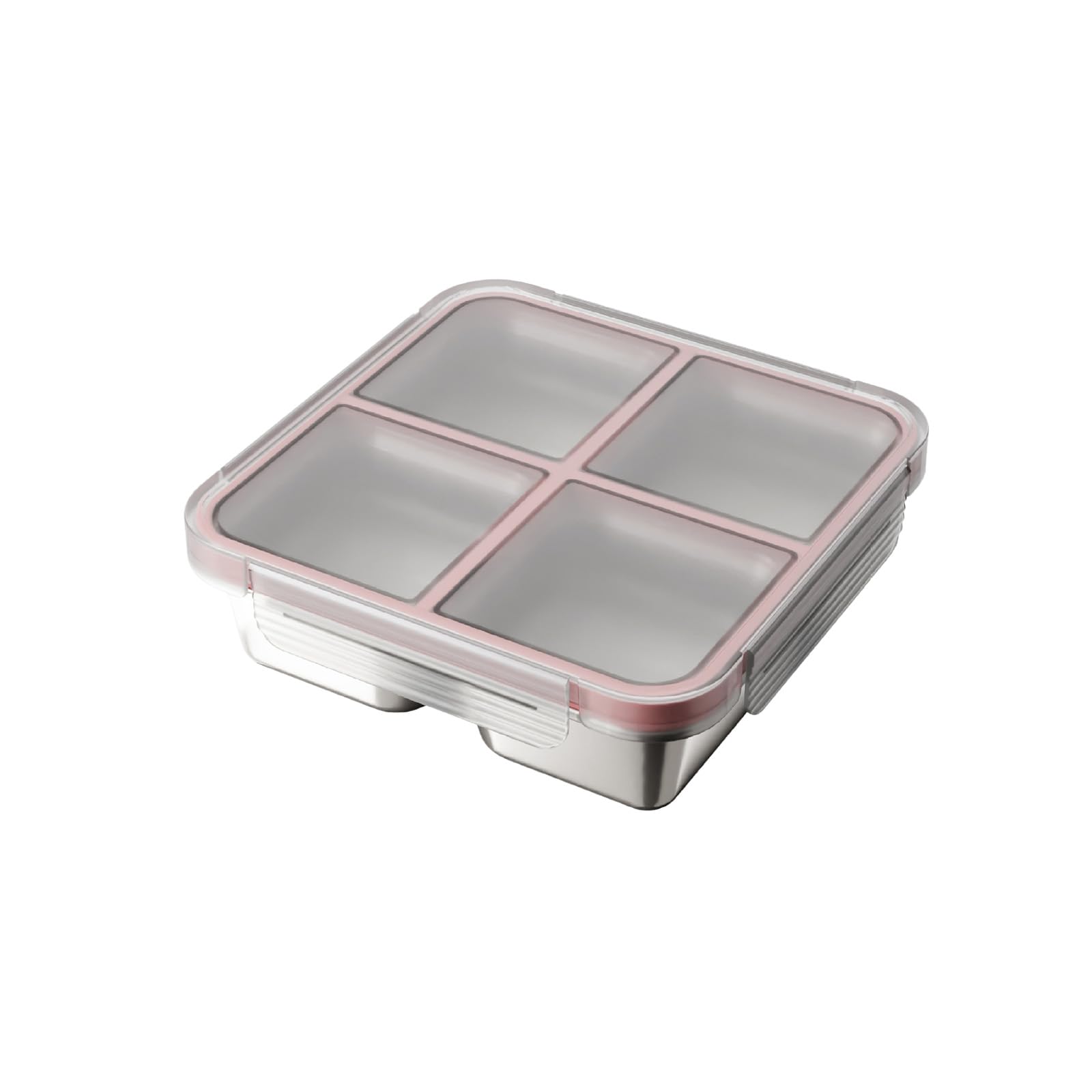 ZBIianxer User Friendly Quarter Partition Nonrust Steel Bentos Box with Carrying Handle Dishwasher Safe Meal Container Rustless Lunch Box