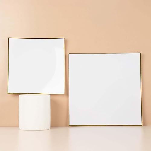 Miniatura 8 de Efavormart - Paquete de 10 platos de postre cuadrados cóncavos cuadrados de plástico duro de 8 pulgadas, platos desechables para ensaladas y