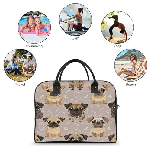 Bolso messenger ajustable grande con patrón de chihuahua y pug miniatura 4
