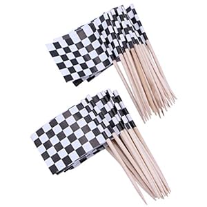 EXCEART Geruite Racing Vlag Tandenstoker Cupcake Vlaggen Voedsel Picks Cake Toppers Cocktail Sticks Markers Voor Cupcake…