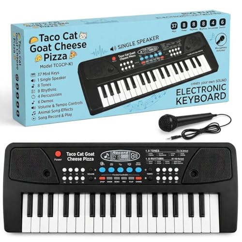 Image of Kids Piano Keyboard with Mic 37 Keys 8 Rhythms 8 Tones 6 Demos Portable Electronic Keyboard Toy Beginners Educational Songs Recording Musical Toys 2 3 4 5 Years Boys Girls