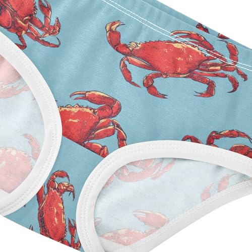 Wusikd Red Crabs Girls' Underwear Cotton Blue Girls Briefs Soft Toddler Underwear 2T4