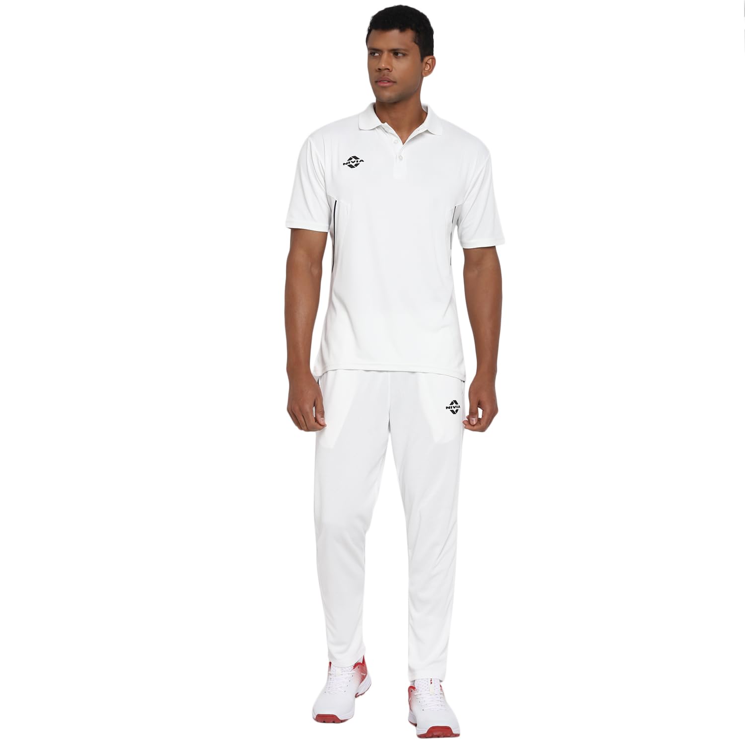 NiviaCrick 1000 Men’s Half Sleeve Cricket Jersey, Regular Fit, Quick Dry Lightweight Fabric, Mesh Ventilation, Soft Feel(White)