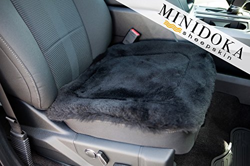 Desert Breeze Distributing Australian Sheepskin Seat Pad, Thick Short Wool, Natural Leather for Premium Fit, Non-Slip Backing, Black, 20 x 20, Minidoka Sheepskin