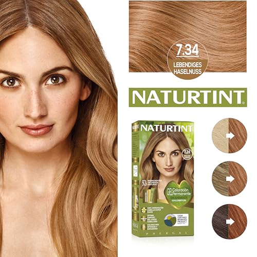 Foto von Naturtint Biobased | Haarfarbe Oohne Ammoniak | 7.34 Lebendiges Haselnuss | Hoher Anteil an natürlichen Inhaltsstoffen | 3er Pack | 510 ml