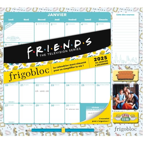 Frigobloc Mensuel 2025 Déco Friends (de janv. à déc. 2025)