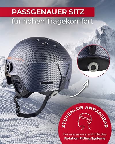BLACK CREVICE Skihelm Gstaad Mit Visier im Pilotenstyle für Herren & Damen | Aus Polycarbonat |...