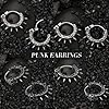 GTHIC Punk Spike Huggie Hoop Earrings for Women Edgy Skull Rivet Earrings Vintage Gothic Earrings for Men Stainless Steel Jewelry Gift #4