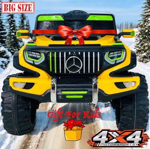Image of Driving EV Cars for 1, 2, 3, 4, 5, 6 Years | Remote + Steering + Mobile App Control | Kids Jeeps (Big Size Jeep [2-10 Years], Yellow)