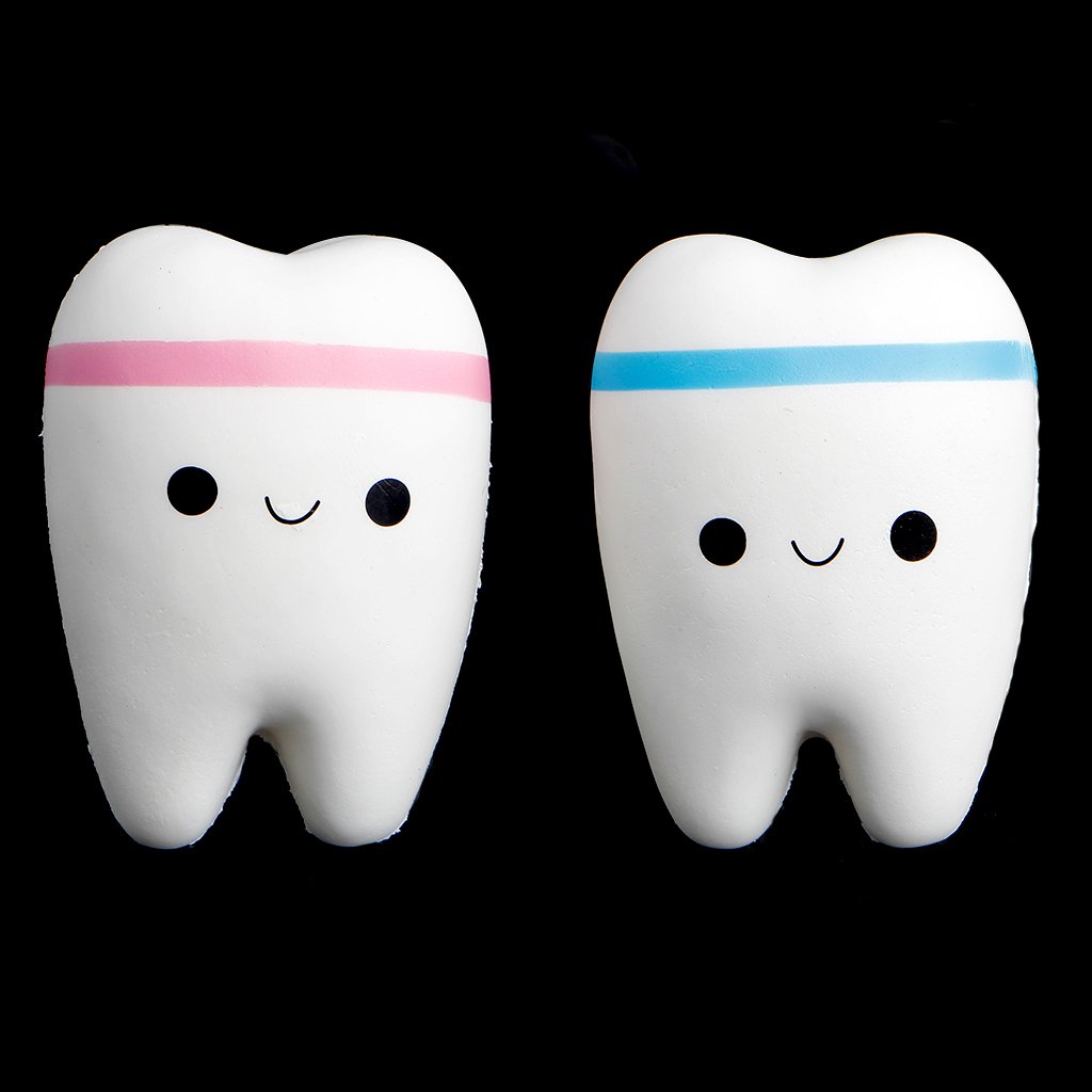 jijiwaiwai Cute Tooth Jumbo Squishy Slow Rising Squeeze Stress Hand Soft Toy Phone Pendant Hanging Pendant