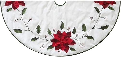 Kurt S. Adler Kurt Adler - Falda de árbol de nochetia, color marfil de 54 pulgadas, rojo, verde, blanco