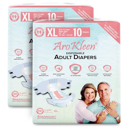Image of Aro Kleen (Isi Certified)Premium Unisex Adult Diapers Tape Style-20 Count(Extra Large)With Odour Lock And Anti-Bacterial Absorbent Core- Waist Size 127-170 Cm(50 inch-67 inch)