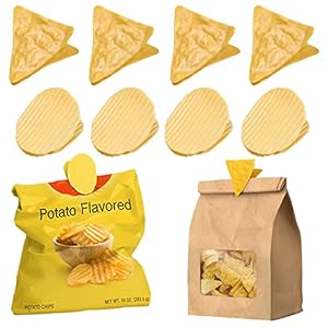 BieFuDan 12 PCS Cute Chip Clips Food Bag Sealer Sealing Clips,Potato Shaped Chip Funny Sealing Clip for Kitchen Food Storage,Snacks Bag Sealer Sealing (6 Round + 6 Triangular)