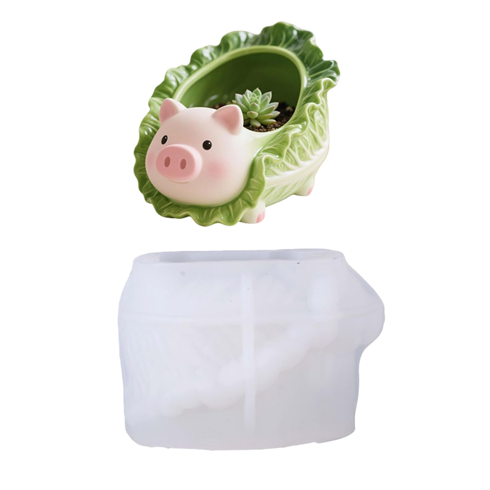 Moule silicone pot de fleur cochon résine béton artisanat