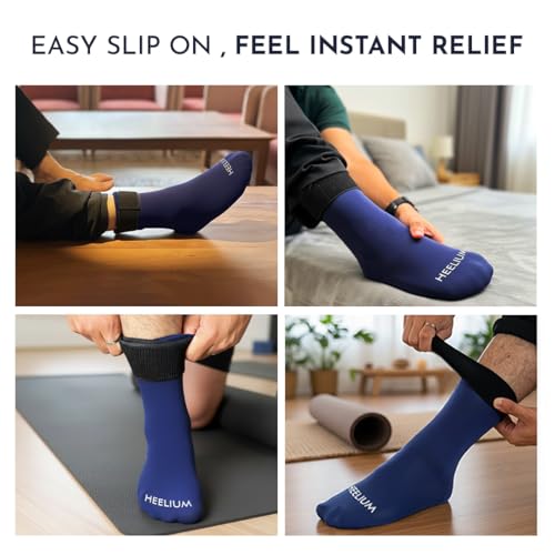 Image of HEELIUM Hot & Cold Therapy Socks for Foot Pain Relief | Reusable Gel Ice Pack Socks for Neuropathy & Plantar Fasciitis | Microwaveable & Freezable | Heel & Arch Pain - 1 Unit (1 Leg Only)