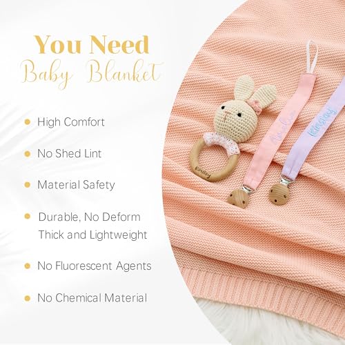 Personalized Custom Embroidered Chunky Knit Baby Blanket, 40 * 30 inch, Handmade Nursery Blankets, Newborn Baby Gifts for Boy/Girl, Birthday - Image 4