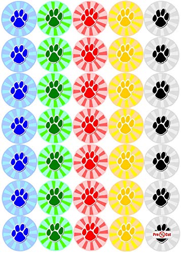 Goggly Multicoloured 30 X Pre Cut Dog Paw Cake, Cupcake Toppers/Decorations Edible Wafer Paper