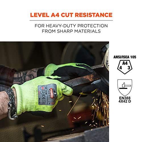 image for Ergodyne Cut Resistant Gloves, Cut Level 4, Nitrile Coated Palm for Gr