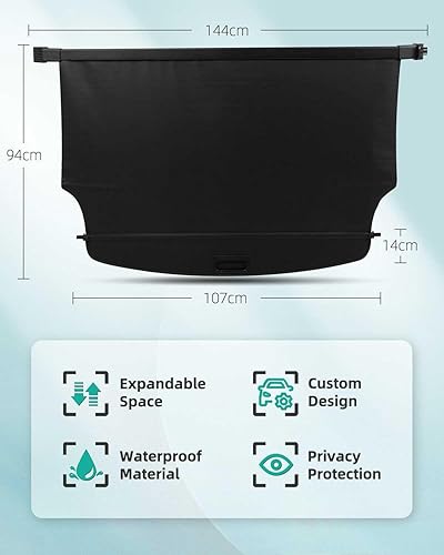 Miniatura 4 de SCITOO Cubierta de carga trasera retráctil de 3 filas 2022-2024 para Jeep Grand Cherokee 3.6L para maletero trasero retráctil de seguridad
