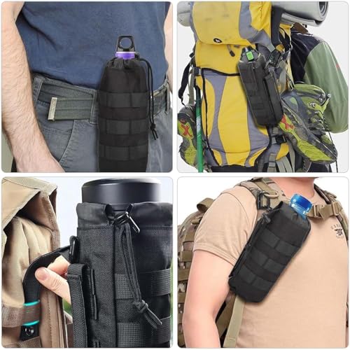 Taktisch Flaschenhalter Molle Flaschenhalter mit Kordelzug Molle Wasserflaschentasche Flaschenhalter Rucksack Tragbarer Wasserbehälter Beutel Tasche für Outdoor-Wandern, Jagd, Camping-Training