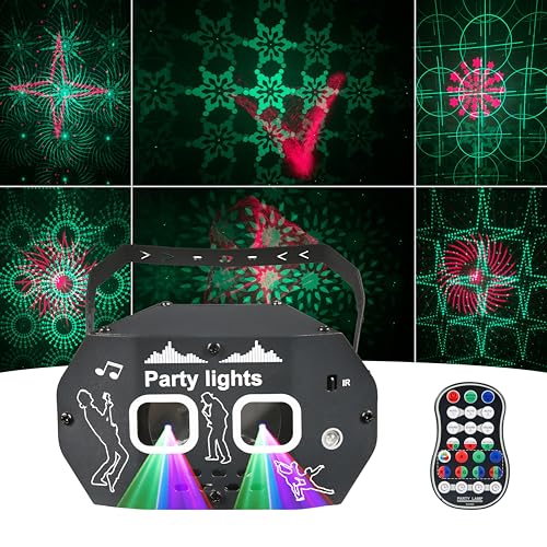 DJ Disco Party Light Sound Activated RGBW LED Projector with Strobe & Aurora Lights Remote Control Stage Lights for Halloween Birthdays Karaoke & Home Parties