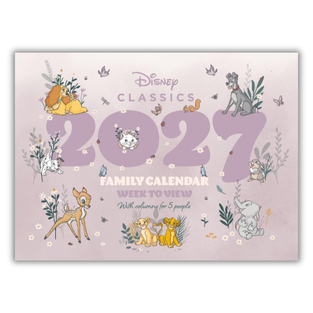 Disney Heritage 2027 A4 Family Organiser Wall Calendar Official Licensed Disney Calendar, A4 Format Family Planner, Monthly Layout Featuring Classic Disney Artwork, for Busy Households