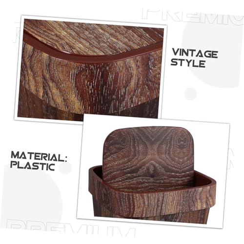 TOPPERFUN Vintage Holz Abfalleimer mit Schwingdeckel Kompakter Mülleimer im Landhausstil Geruchsreduzierender Papierkorb für Küche Bad Wohnzimmer Braune Holzmaserung Stilvoll und Praktisch – Bild 3