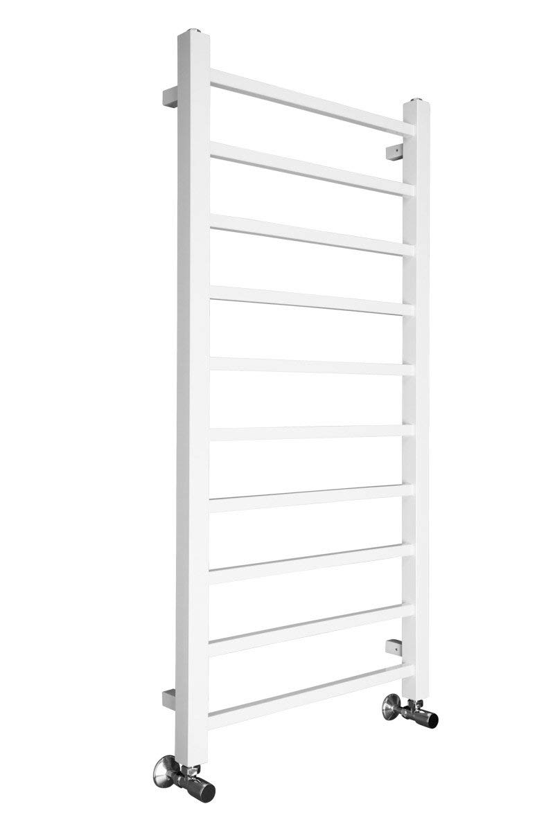 Warmehaus White Designer Square Heated Bathroom Towel Rail Radiator Rad - 1200 X 600 - 10Yr Guarantee